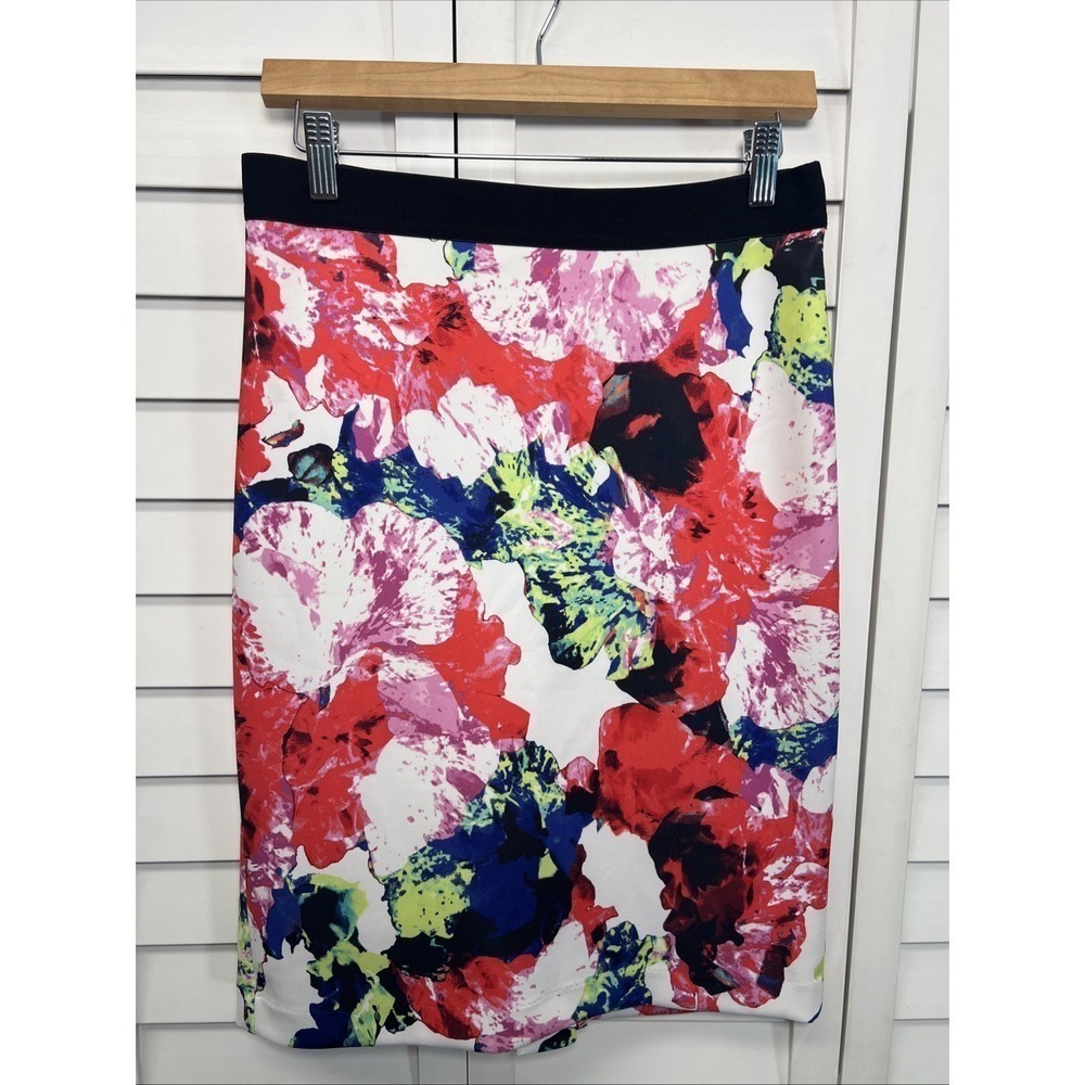 Milly For Design Nation Floral Pull On Stretch Pencil Skirt Women's Size Medium